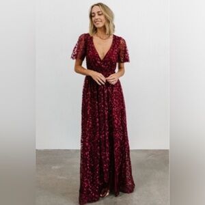 Baltic Born Mulberry Wrap Tie Front Marseilles Maxi Dress